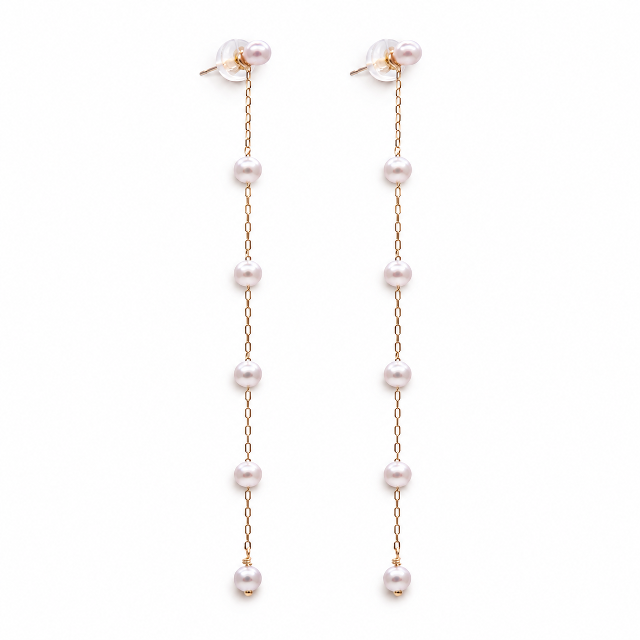 Dangling Baby Akoya Pearl Gold Earrings - E227 1 Dangling Baby Akoya Pearl Gold Earrings - E227
