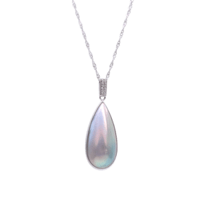 Blue Mabe Pearl White Gold Diamond Pendant P215