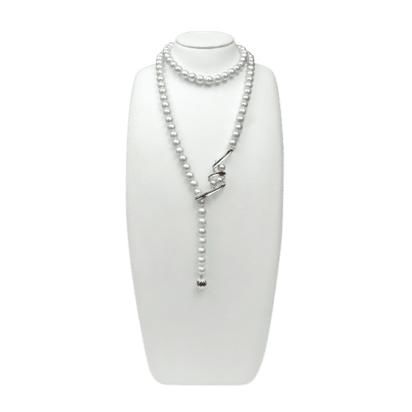 Blue Akoya Natural Color Pearl Long Necklace N122