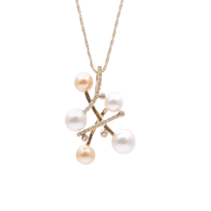 White & Gold Akoya Pearl Diamond Pendant (P220)