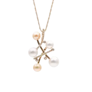 White & Gold Akoya Pearl Diamond Pendant (P220)
