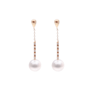 White Akoya Pearl Diamond K18 Gold Earring E232