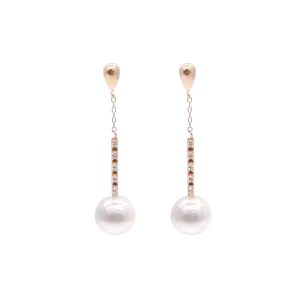 White Akoya Pearl Diamond K18 Gold Earring E232