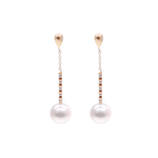 White Akoya Pearl Diamond K18 Gold Earring E232