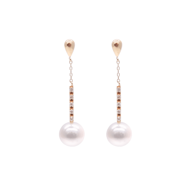 White Akoya Pearl Diamond K18 Gold Earring E232