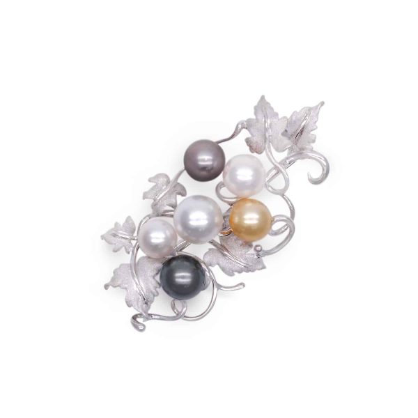 South Sea Pearls Silver 'Garden' Pin (B54)