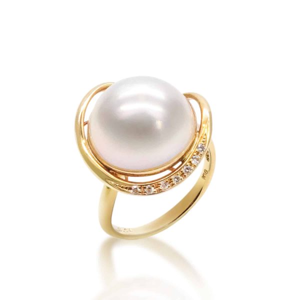Mabe Pearl Ring With Diamonds (R56) - Image 2