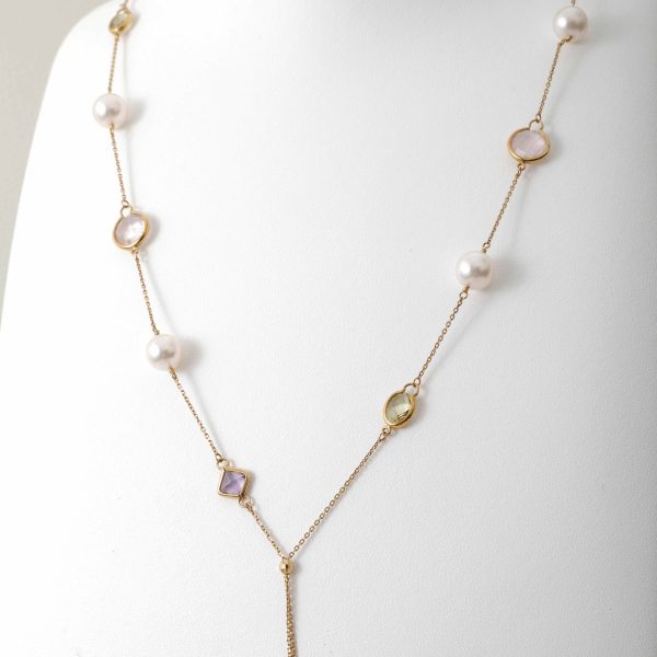 White Akoya Pearl Long Station Necklace (N125) - Image 3