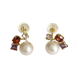 White Akoya Gemstones Pearl Earrings (E235)