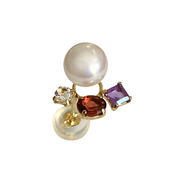 White Akoya Gemstones Pearl Earrings (E235)