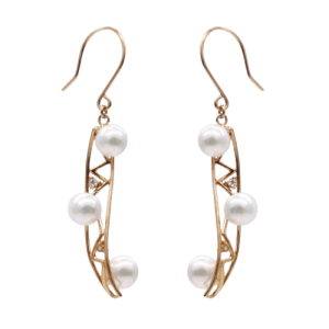 Twisted White Akoya Pearl Earrings ( E238)