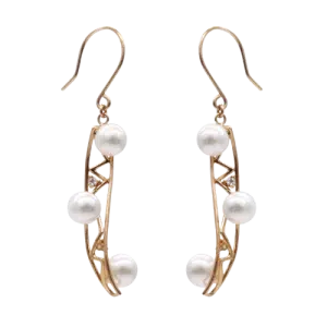Twisted White Akoya Pearl Earrings ( E238)