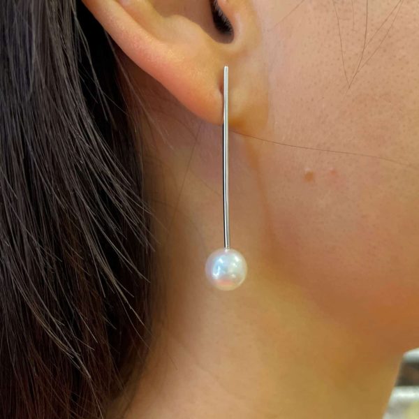 White Akoya Pearl Earrings (E243) - Image 2