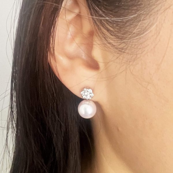 Akoya Pearl Diamond Earrings (E247) - Image 3