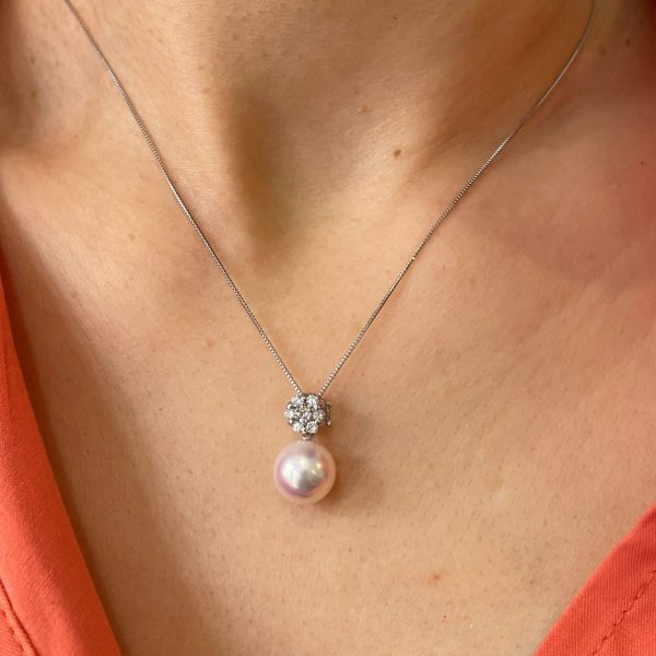 Akoya Pearl Diamond Pendant  (P228) - Image 2
