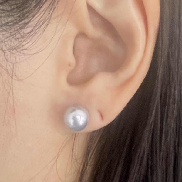 Blue Akoya Pearl Earrings - E251 - Image 2