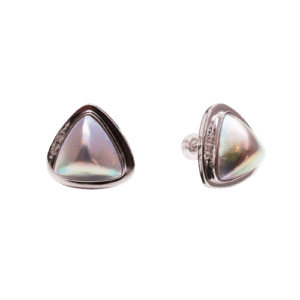 E253 Triangle blue mabe diamond earrings