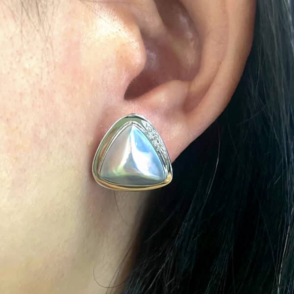 E253 Blue Mabe Diamond Earrings
