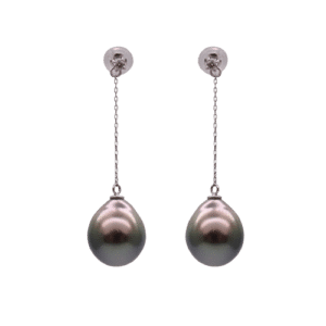 E252 South sea black dew drop earrings