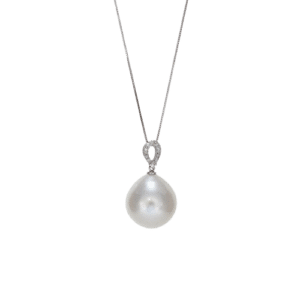 P230 Dew drop white south sea pearl pendant with diamond