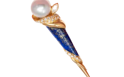South Sea Pearl and Lapis Lazuli Brooch (B62)