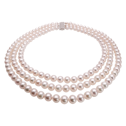 Triple Strand Pearl Necklace N1291 – Nantucket Pearl Company