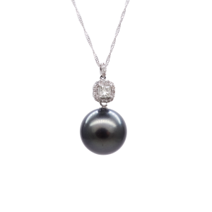 Night Sky Black South Sea Pearl Diamond Pendant (P237)