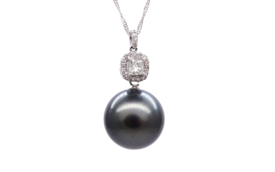 Night Sky Black South Sea Pearl Diamond Pendant (P237)