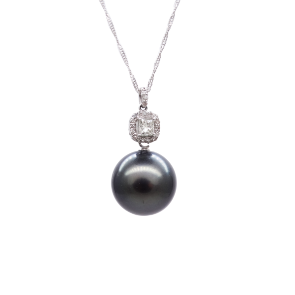 Night Sky Black South Sea Pearl Diamond Pendant (P237)