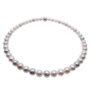 greyish, bluish and white akoya pearl necklace N130