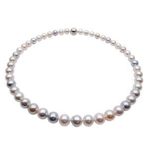 greyish, bluish and white akoya pearl necklace N130