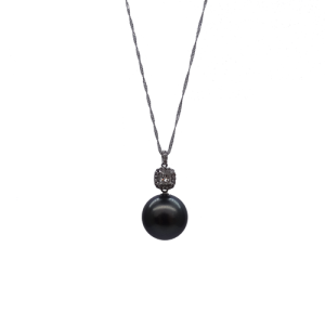 Night Sky Black South Sea Pearl Diamond Pendant (P237)