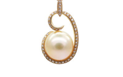 Moondew Gold South Sea Pearl Diamond Pendant (P233)