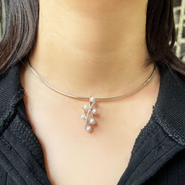 Baby Akoya Pearl Diamond Pendant  (P238) - Image 2