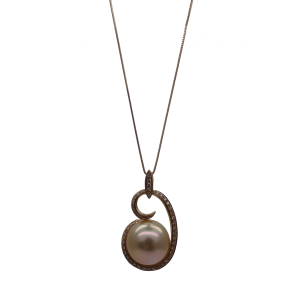 Moondew Gold South Sea Pearl Diamond Pendant (P233)