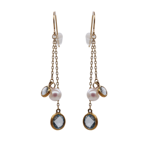 Akoya Pearl Topaz Dangling Earrings E258