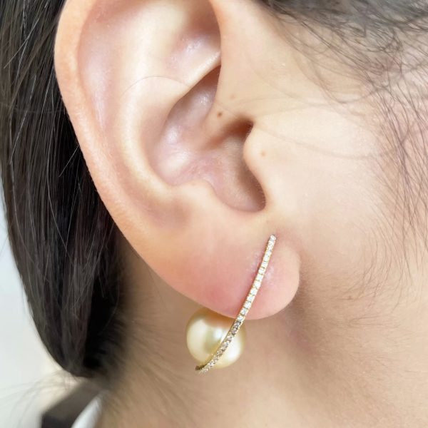 South Sea Pearl Drop Earrings With Diamonds(E262) - Image 2