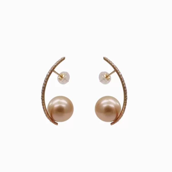 South Sea Pearl Drop Earrings With Diamonds(E262)