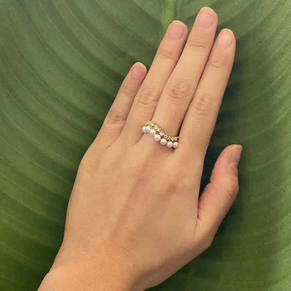 Crown K18 Gold Akoya Pearl With Diamond Ring (R67) - Image 2