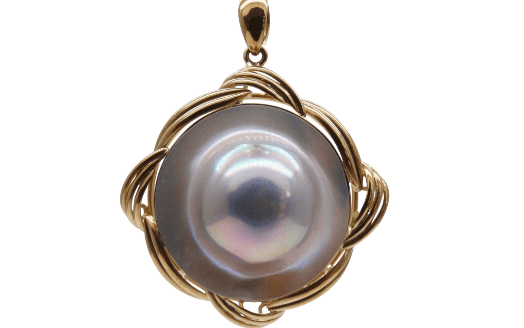 Blue Mabe Diamond Pendant – P247