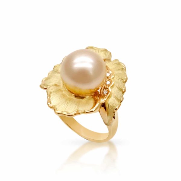 South Sea Gold Pearl Flower Ring (R74)