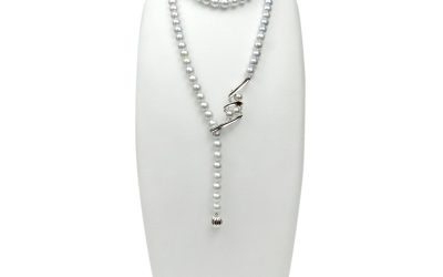 Blue-grey Akoya Pearl Necklace (N122)
