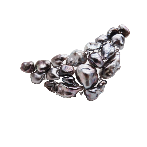 Black South Sea Keshi Pearl Brooch -B78