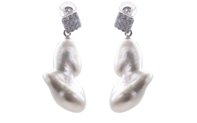 South Sea Keshi Pearl Earring with Diamonds -E288