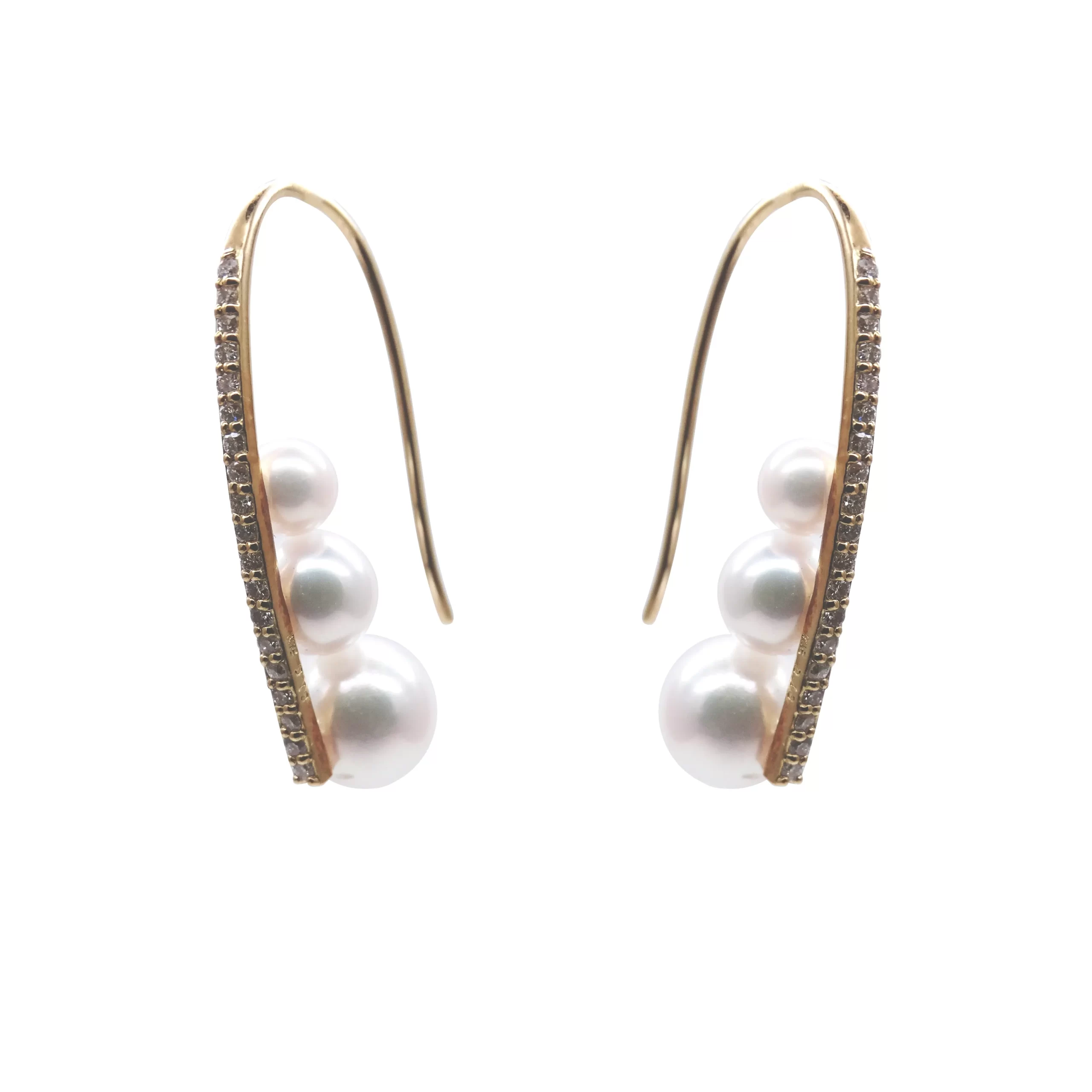 Baby Akoya Pearl with Diamonds Earring - E289