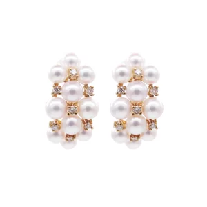 Sleek Akoya Pearl with Diamonds Earring - E290