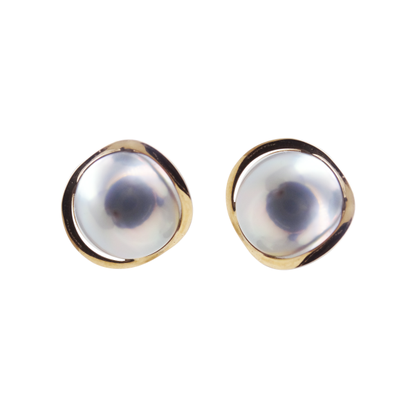 Blue Mabe Pearl Gold Earring - E291