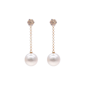 Akoya Pearl with Flower Diamonds Earring - E246