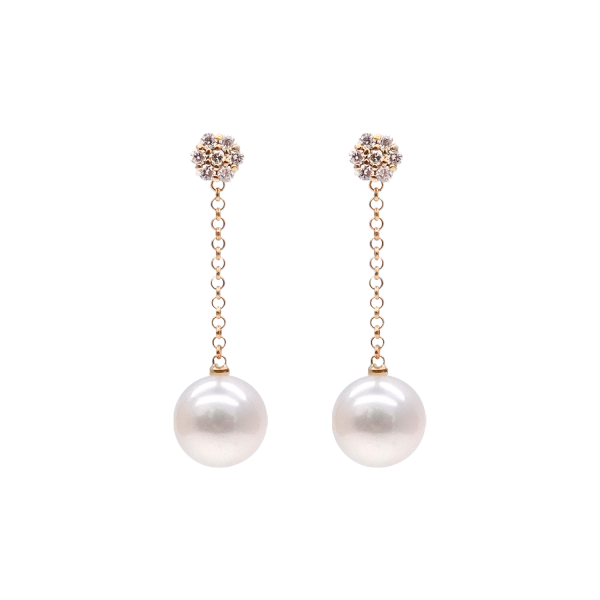 Akoya Pearl with Flower Diamonds Earring - E246