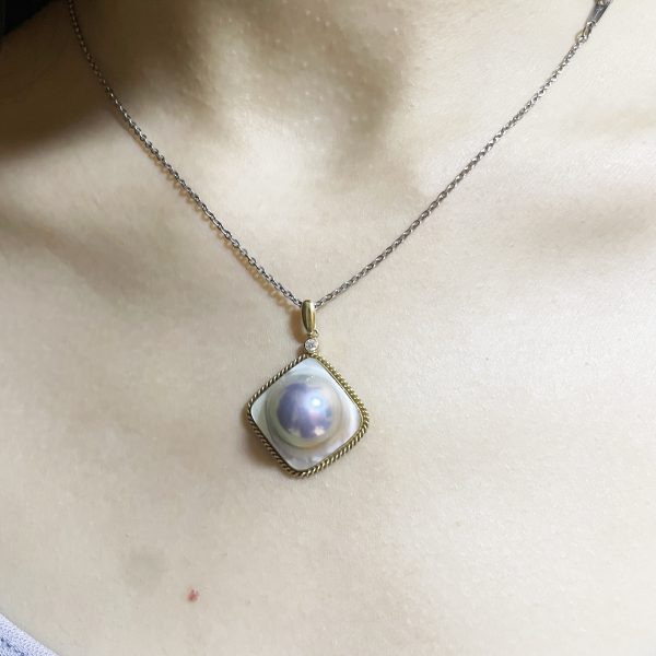 Blue Classic Mabe Diamond Pendant - P258